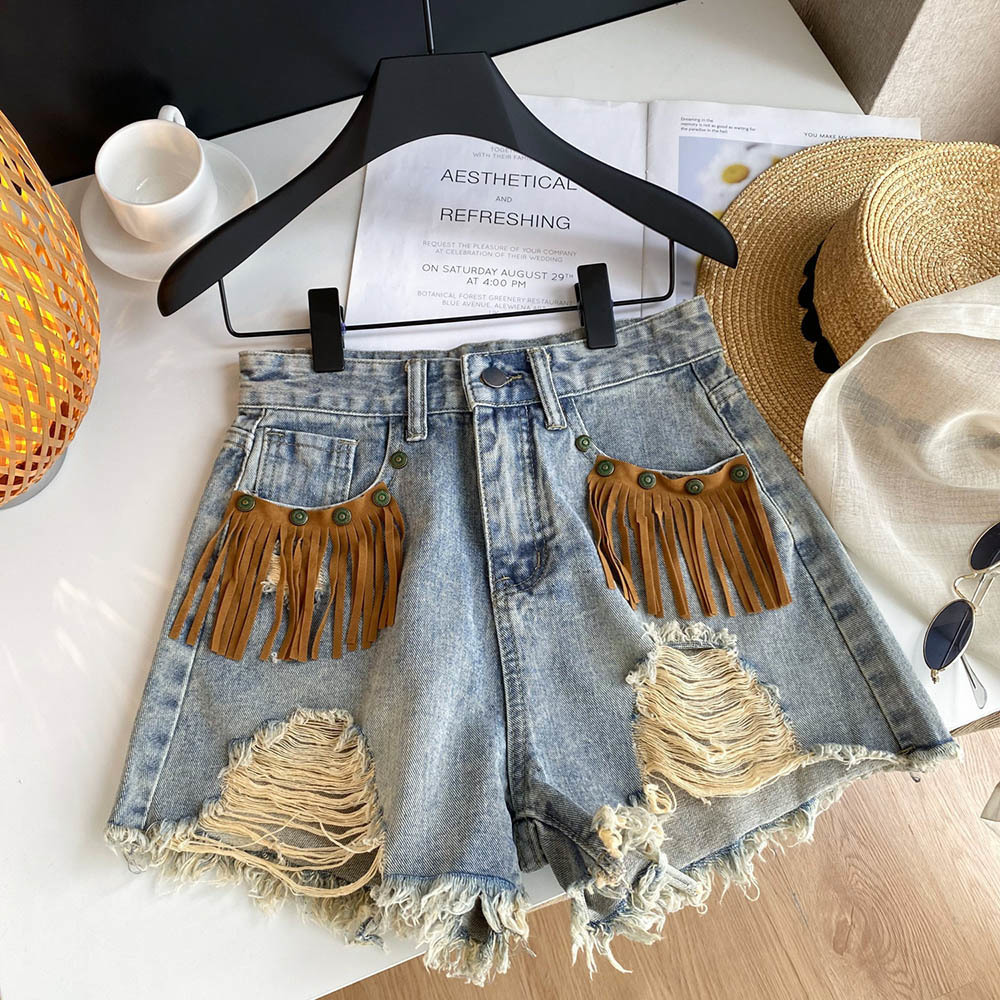 Shorts Denim Frayed - موضة السراويل الساخنة مثير هامش المتوترة