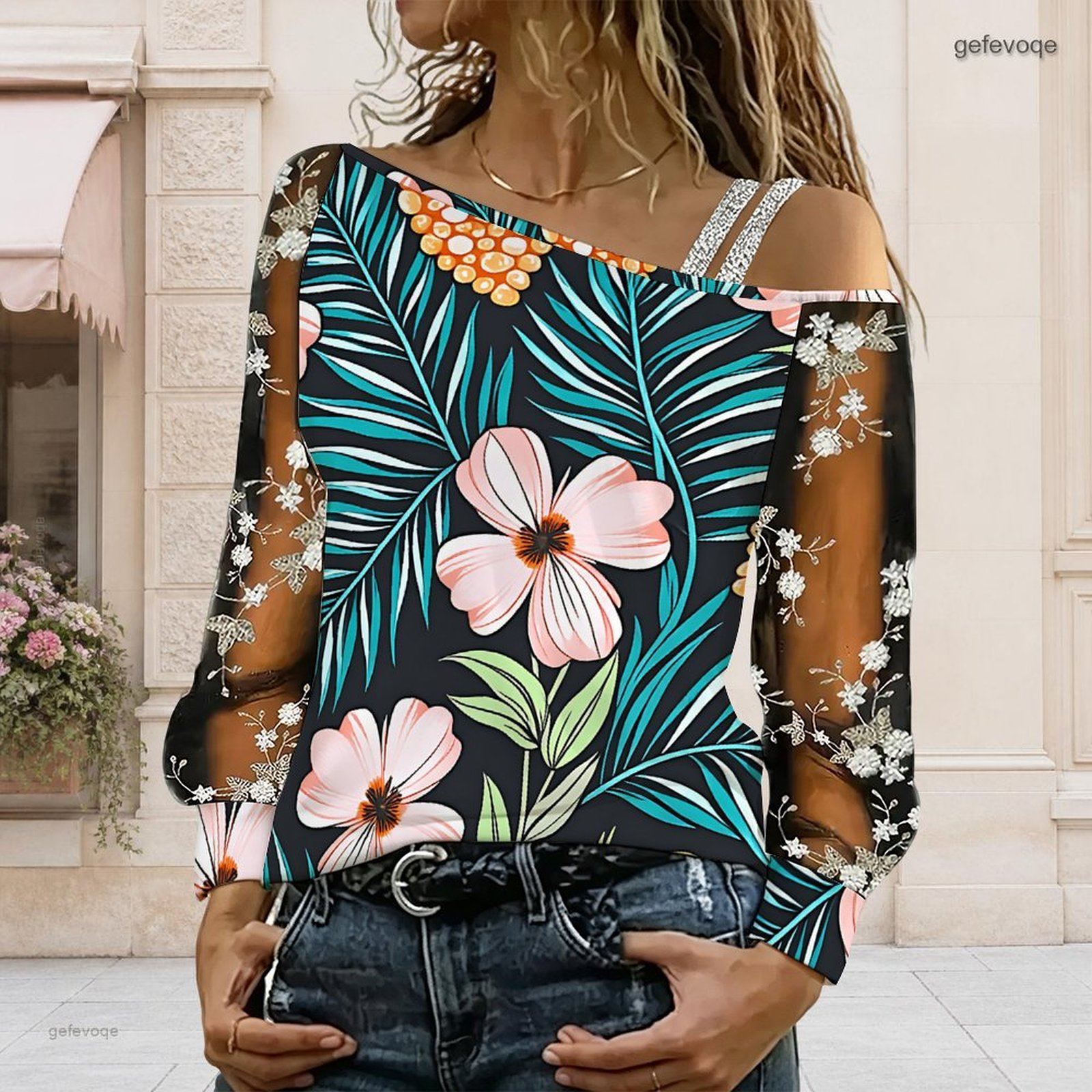 بلوزة نسائية مكشوفة الكتفين، ت - مراجعة Blouse Off Shoulder وسعره