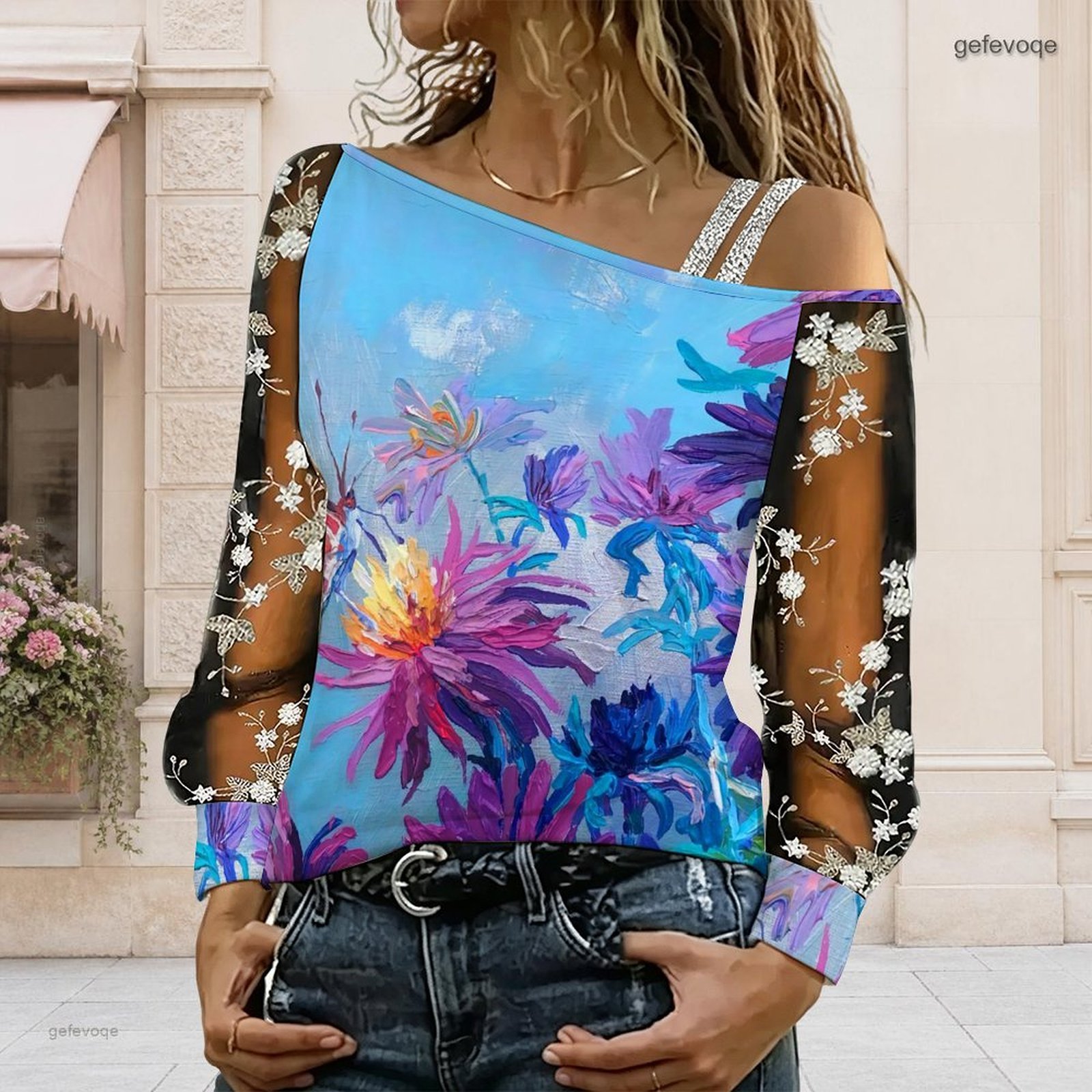بلوزة نسائية مكشوفة الكتفين، ت - مراجعة Blouse Off Shoulder وسعره