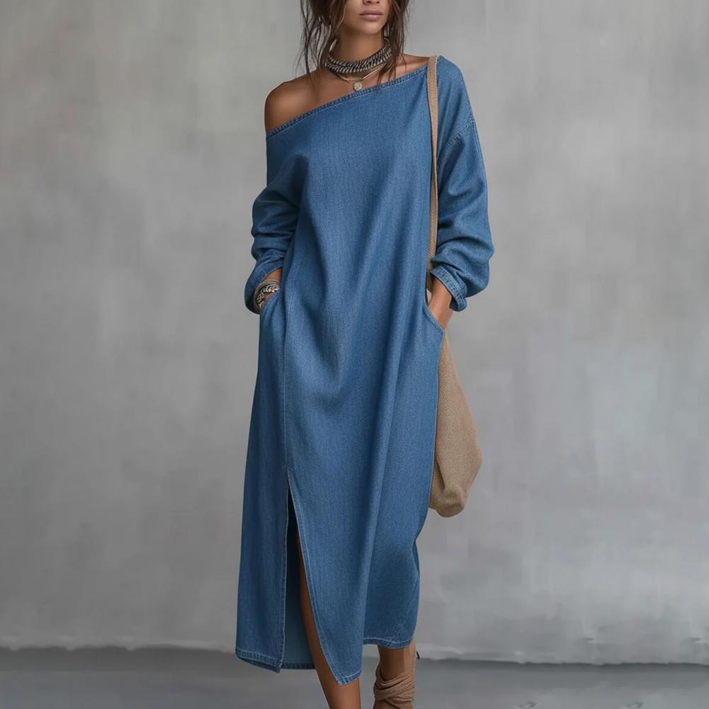 فستان ماكسي نسائي بكتف واحد وأ - مراجعة Linen Dress Wrap وسعره