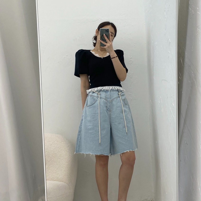 شورت جينز نسائي صيفي 2026 بتصم - مراجعة Shorts Denim Frayed وسعره
