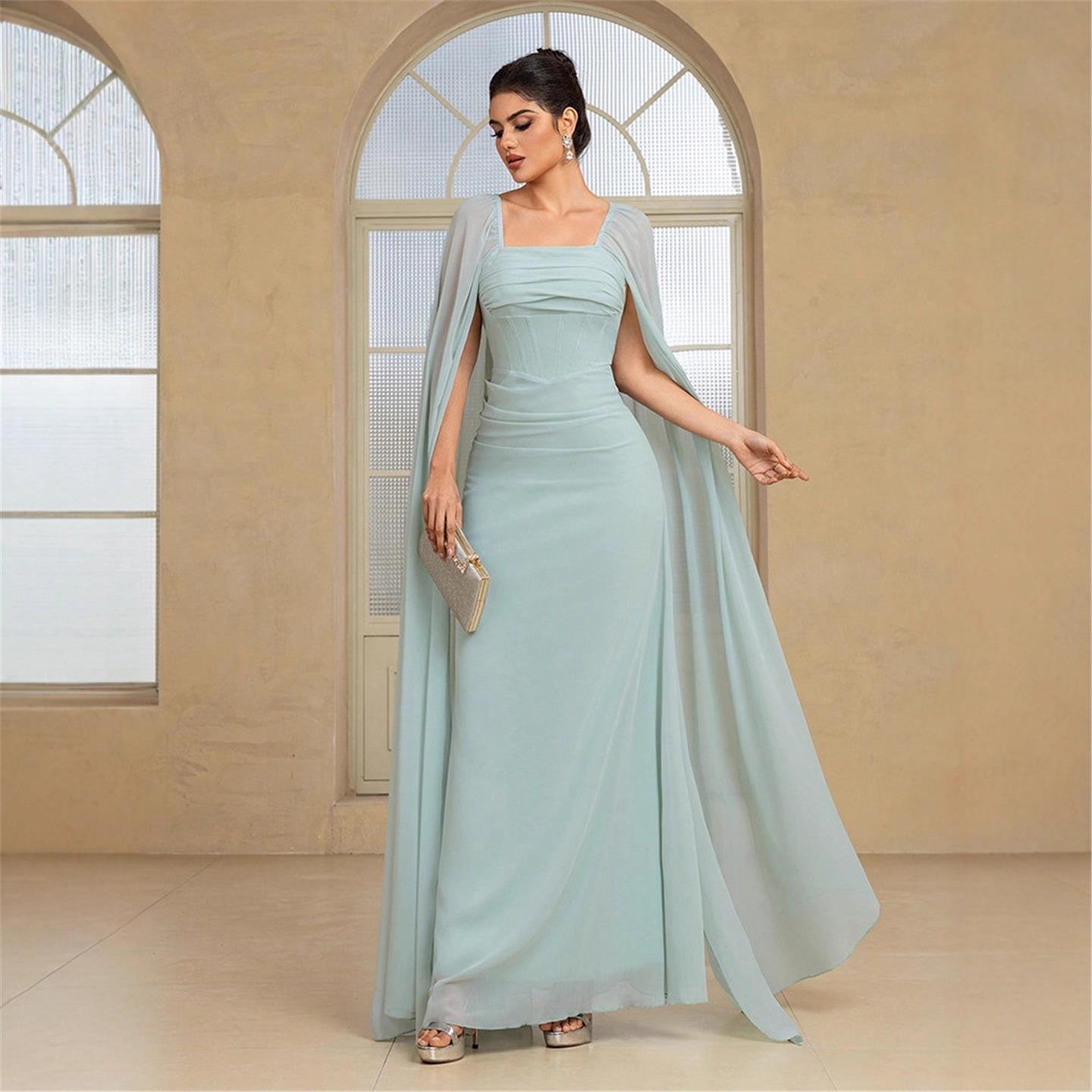 فستان سهرة أنيق طويل بلون نقي  - مراجعة Linen Dress Wrap وسعره